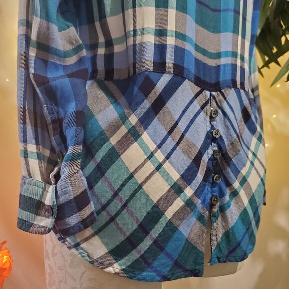 Talbots Womens SP Plaid Button-up Collared Split Back Cozy Long Sleeve Shirt - Picture 6 of 9